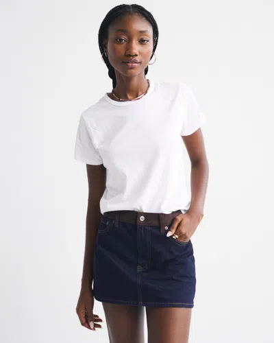 Abercrombie & Fitch Curve Love Mid Rise Denim Mini Skirt In Blue