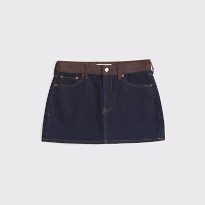 Abercrombie & Fitch Curve Love Mid Rise Denim Mini Skirt In Blue