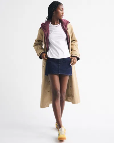 Abercrombie & Fitch Curve Love Mid Rise Denim Mini Skirt In Blue