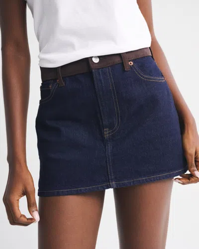 Abercrombie & Fitch Curve Love Mid Rise Denim Mini Skirt In Blue