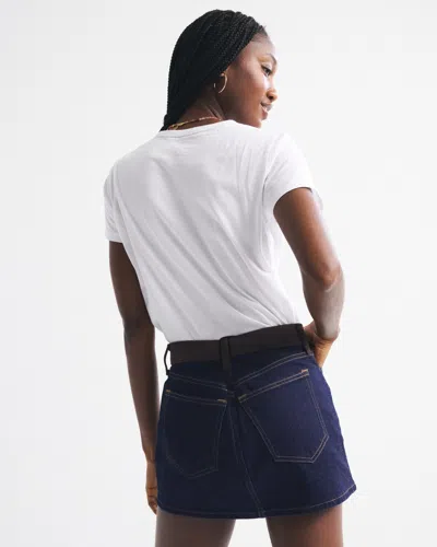 Abercrombie & Fitch Curve Love Mid Rise Denim Mini Skirt In Blue