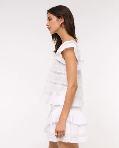 Abercrombie & Fitch High Rise Drop-waist Mini Skort In White