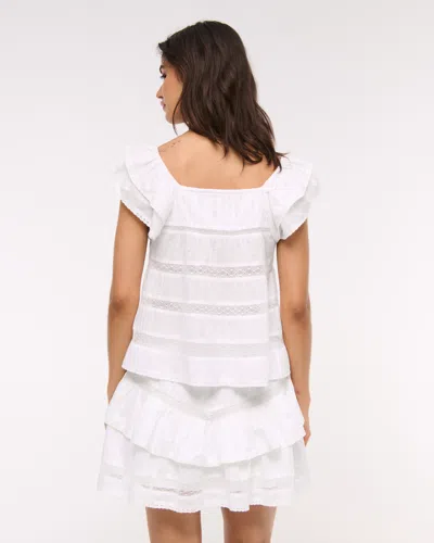 Abercrombie & Fitch High Rise Drop-waist Mini Skort In White