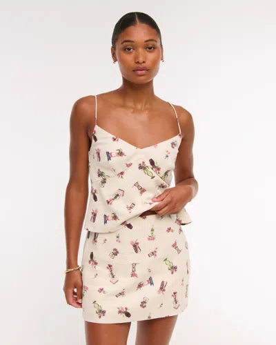 Abercrombie & Fitch The A&f Scarlett Curve Love Linen-blend Mini Skort In Multi