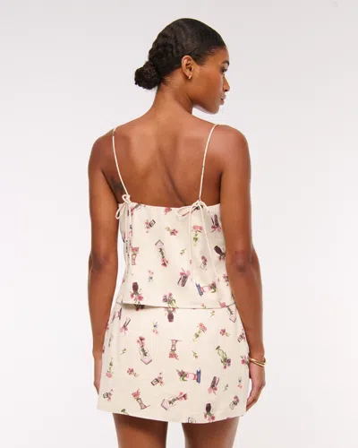 Abercrombie & Fitch The A&f Scarlett Curve Love Linen-blend Mini Skort In Multi