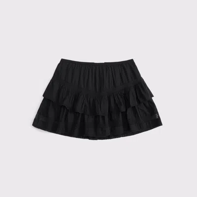 Abercrombie & Fitch High Rise Drop-waist Mini Skort In Black