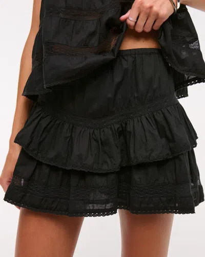 Abercrombie & Fitch High Rise Drop-waist Mini Skort In Black