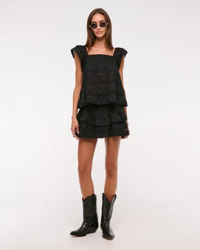 Abercrombie & Fitch High Rise Drop-waist Mini Skort In Black