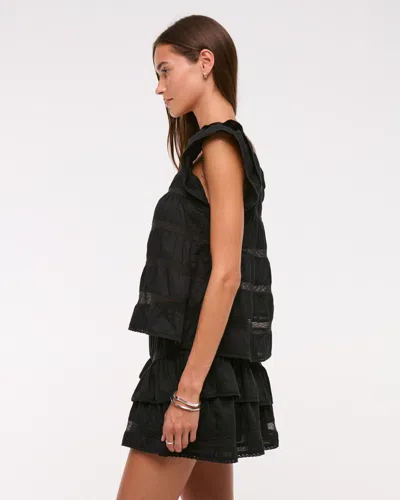 Abercrombie & Fitch High Rise Drop-waist Mini Skort In Black