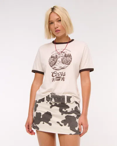 Abercrombie & Fitch Mid Rise Belted Denim Mini Skort In Brown