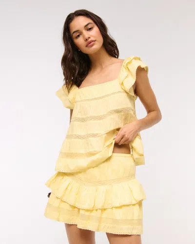 Abercrombie & Fitch High Rise Drop-waist Mini Skort In Yellow