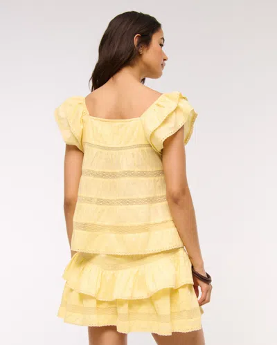 Abercrombie & Fitch High Rise Drop-waist Mini Skort In Yellow