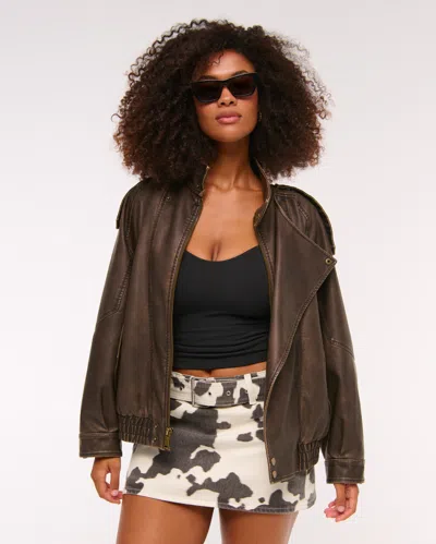 Abercrombie & Fitch Curve Love Mid Rise Belted Denim Mini Skort In Brown