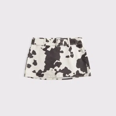 Abercrombie & Fitch Curve Love Mid Rise Belted Denim Mini Skort In Brown