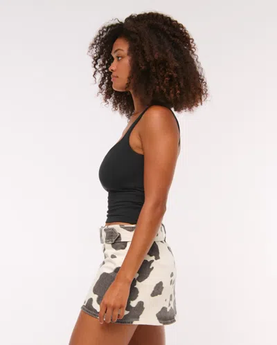 Abercrombie & Fitch Curve Love Mid Rise Belted Denim Mini Skort In Brown