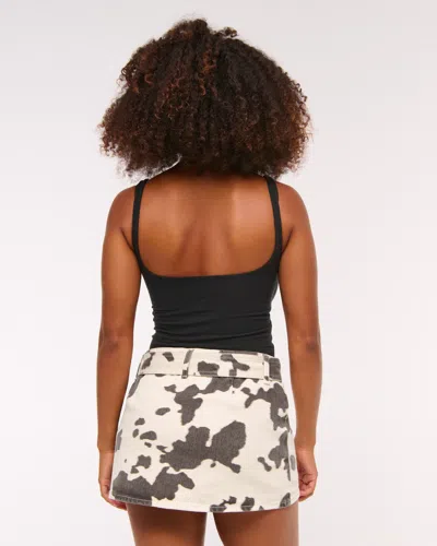 Abercrombie & Fitch Curve Love Mid Rise Belted Denim Mini Skort In Brown