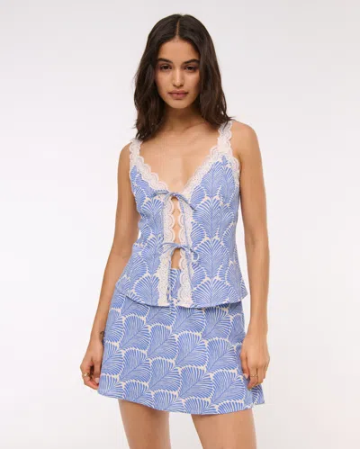 Abercrombie & Fitch The A&f Sienna Linen-blend Mini Skort In Blue