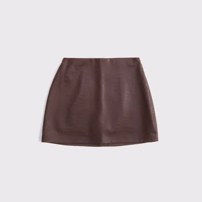 Abercrombie & Fitch The A&f Scarlett Vegan Leather Mini Skort In Brown