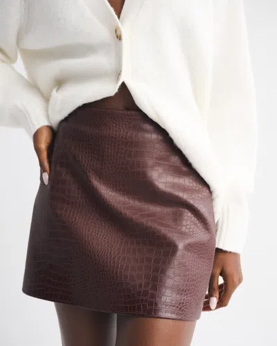 Abercrombie & Fitch The A&f Scarlett Vegan Leather Mini Skort In Brown