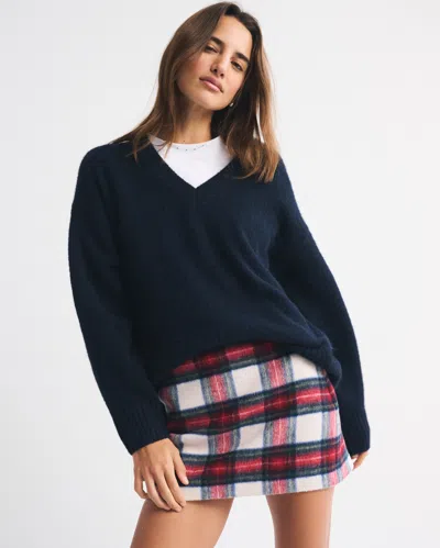 Abercrombie & Fitch The A&f Scarlett Wool-blend Mini Skort In Blue