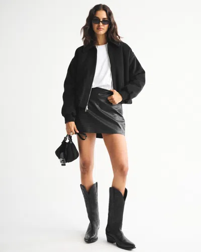 Abercrombie & Fitch The A&f Scarlett Vegan Leather Mini Skort In Black
