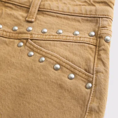 Abercrombie & Fitch Curve Love Mid Rise Denim Studded Mini Skirt In Brown