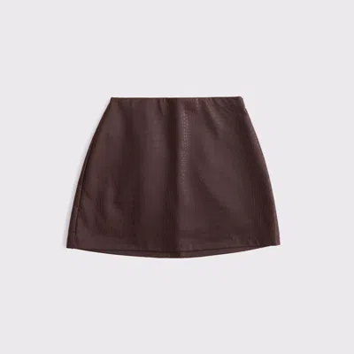 Abercrombie & Fitch The A&f Scarlett Curve Love Vegan Leather Mini Skort In Brown