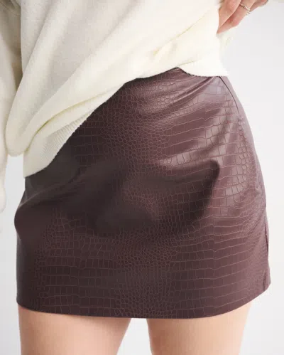 Abercrombie & Fitch The A&f Scarlett Curve Love Vegan Leather Mini Skort In Brown