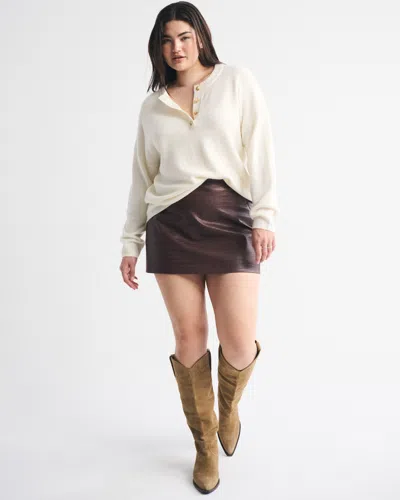 Abercrombie & Fitch The A&f Scarlett Curve Love Vegan Leather Mini Skort In Brown