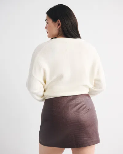 Abercrombie & Fitch The A&f Scarlett Curve Love Vegan Leather Mini Skort In Brown