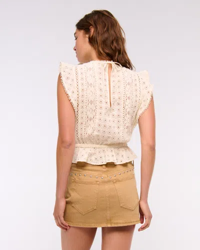 Abercrombie & Fitch Mid Rise Denim Studded Mini Skirt In Brown