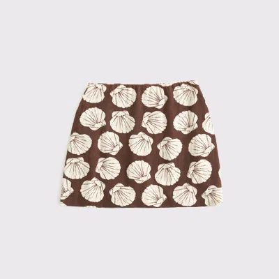 Abercrombie & Fitch The A&f Scarlett Curve Love Linen-blend Mini Skort In Brown