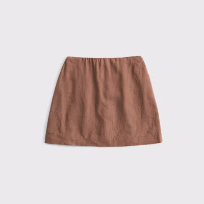 Abercrombie & Fitch The A&f Scarlett Linen-blend Mini Skort In Brown