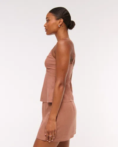 Abercrombie & Fitch The A&f Scarlett Linen-blend Mini Skort In Brown