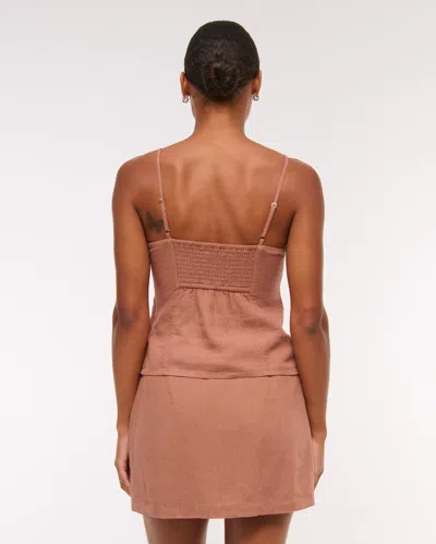 Abercrombie & Fitch The A&f Scarlett Linen-blend Mini Skort In Brown