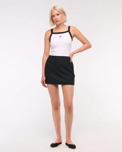 Abercrombie & Fitch The A&f Scarlett Linen-blend Mini Skort In Black