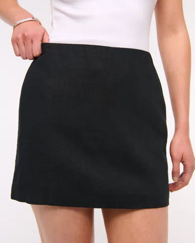 Abercrombie & Fitch The A&f Scarlett Linen-blend Mini Skort In Black