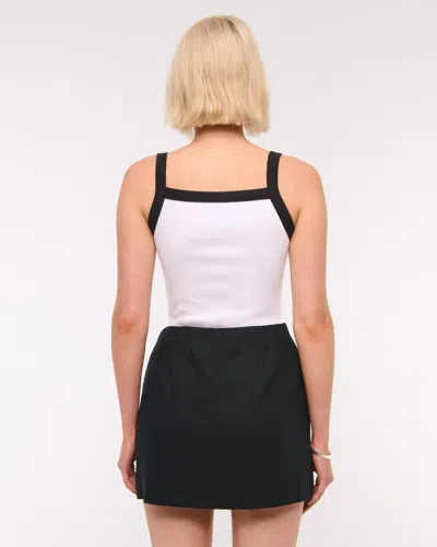 Abercrombie & Fitch The A&f Scarlett Linen-blend Mini Skort In Black