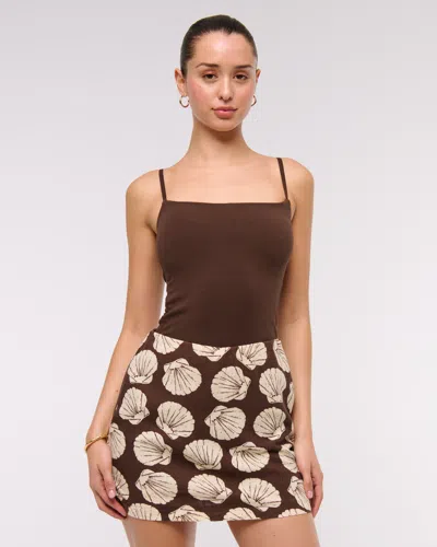 Abercrombie & Fitch The A&f Scarlett Linen-blend Mini Skort In Brown