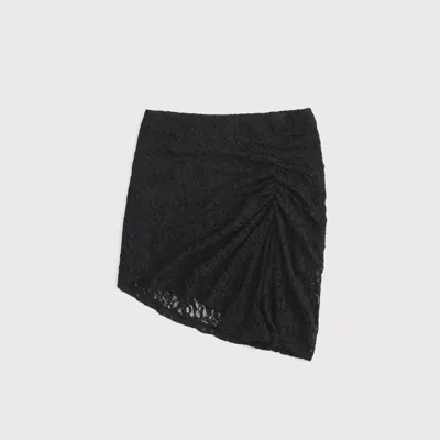 Abercrombie & Fitch Mid Rise Asymmetrical Hem Midi Skirt In Black