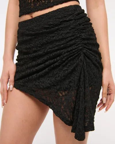 Abercrombie & Fitch Mid Rise Asymmetrical Hem Midi Skirt In Black