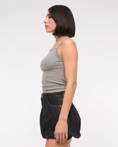 Abercrombie & Fitch Mid Rise Bubble Hem Denim Mini Skirt In Black