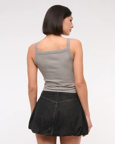 Abercrombie & Fitch Mid Rise Bubble Hem Denim Mini Skirt In Black