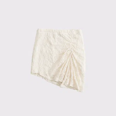 Abercrombie & Fitch Mid Rise Asymmetrical Hem Mini Skirt In White