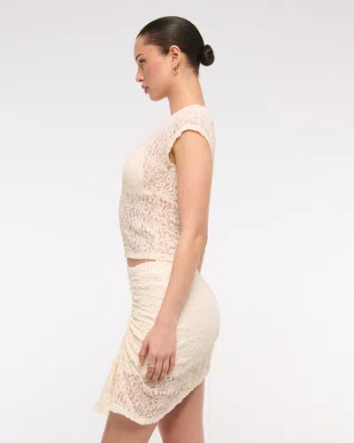 Abercrombie & Fitch Mid Rise Asymmetrical Hem Mini Skirt In White