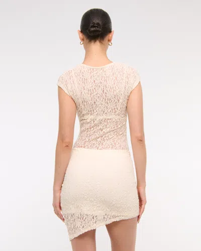 Abercrombie & Fitch Mid Rise Asymmetrical Hem Mini Skirt In White