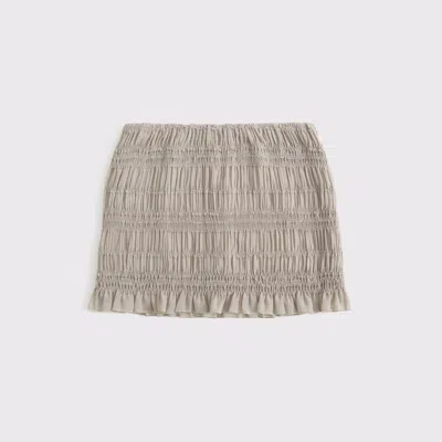 Abercrombie & Fitch Mid Rise Sheer Ruched Mini Skort In Sand