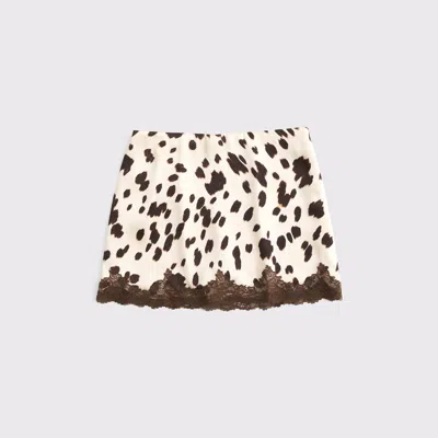 Abercrombie & Fitch High Rise Lace & Satin Mini Skort In Black