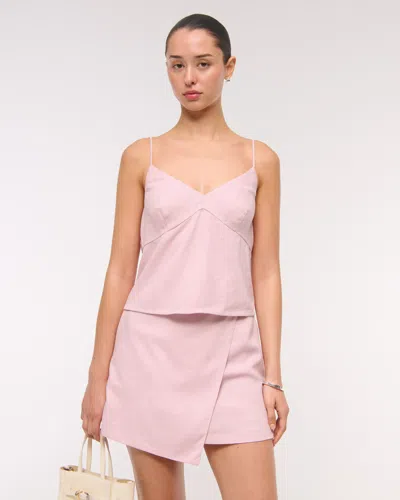 Abercrombie & Fitch The A&f Scarlett Linen-blend Wrap Mini Skort In Pink