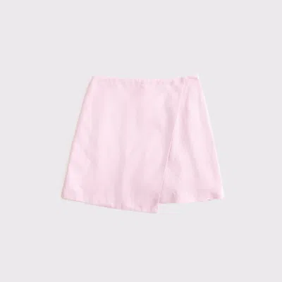 Abercrombie & Fitch The A&f Scarlett Linen-blend Wrap Mini Skort In Pink